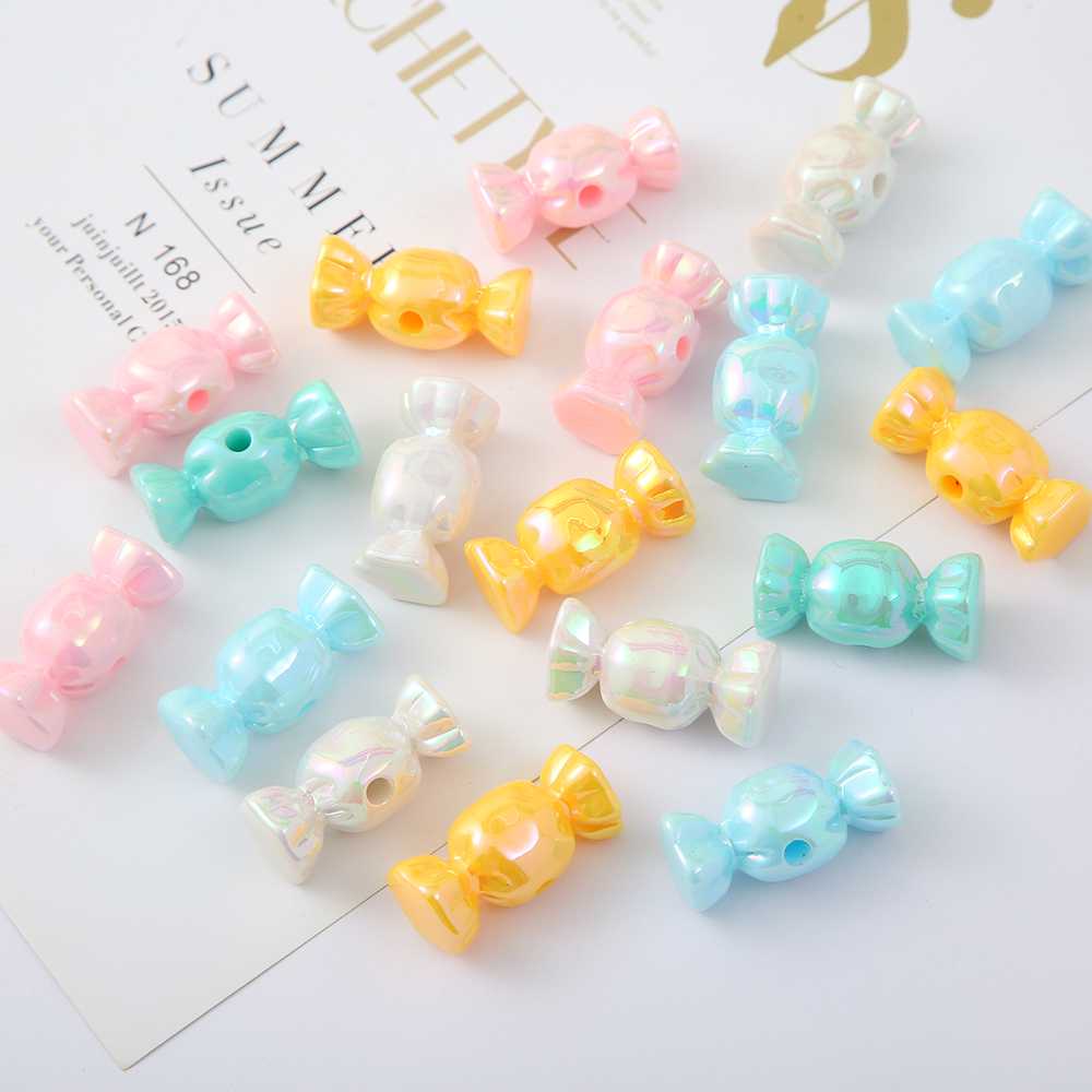 Acrylic straight hole loose beads colored highlighter candy beads diy bracelet necklace beaded material accessories