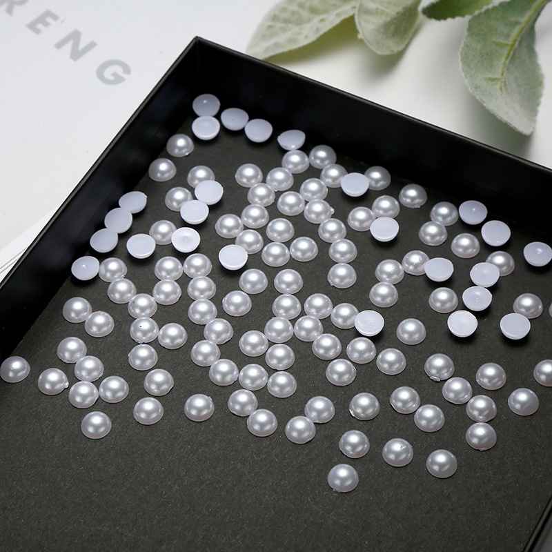 ABS flat bottom imitation pearl semi - round pearl non - porous half - face beads diy nail patch accessories wholesale