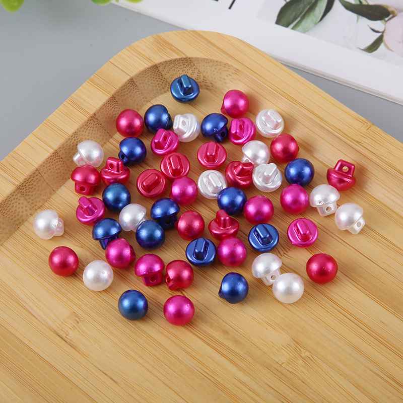 New imitation pearl button color mushroom type button semi-round pearl button diy bag dress decoration