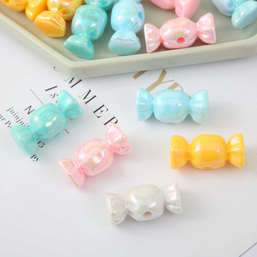 Acrylic straight hole loose beads colored highlighter candy beads diy bracelet necklace beaded material accessories