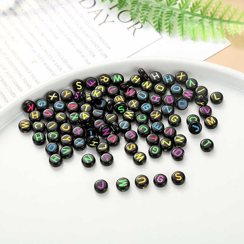 New digital English letter accessories beads 4*7mm handmade color wholesale manufacturers for DIY accessories