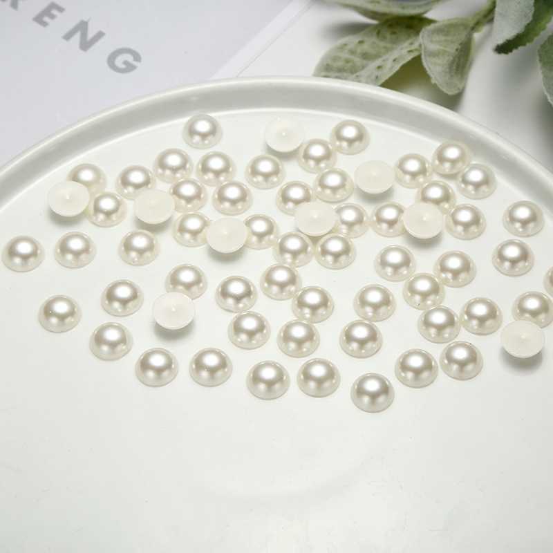 ABS flat bottom imitation pearl semi - round pearl non - porous half - face beads diy nail patch accessories wholesale