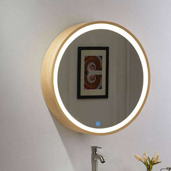 Round  Wall Storage Bathroom Medicine Smart Mirror  Cabinet with light