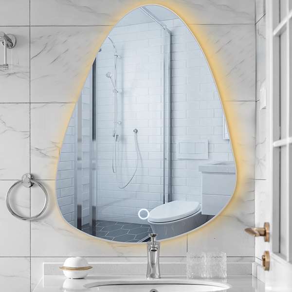 Irregular shaped Wall Mounted Anti-Fog LED Bathroom Makeup Vanity Mirror with lights
