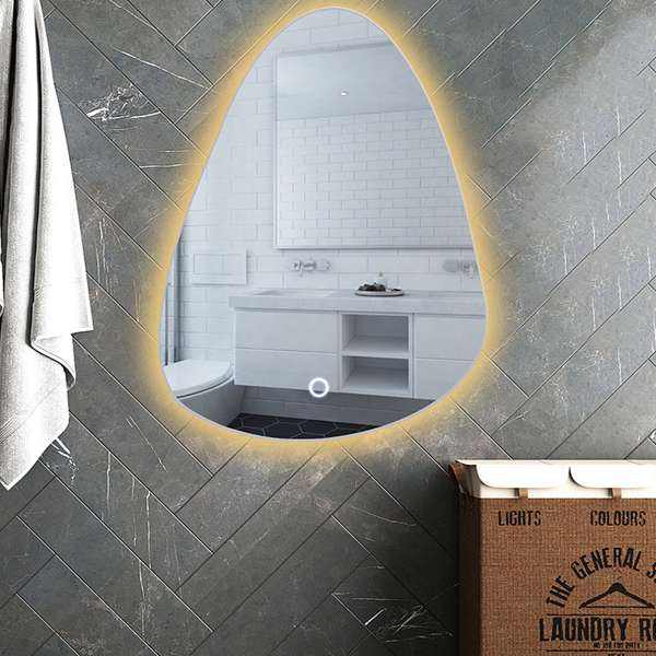 Irregular shaped Wall Mounted Anti-Fog LED Bathroom Makeup Vanity Mirror with lights