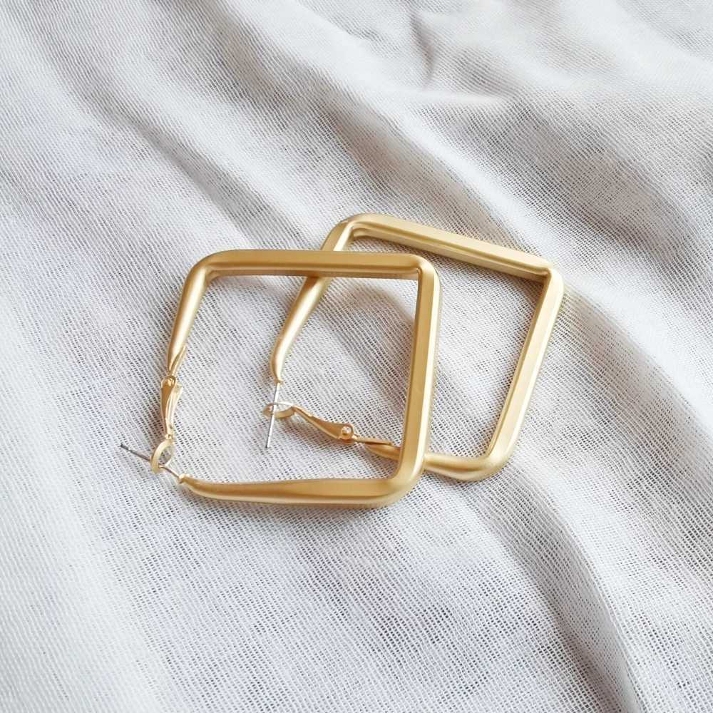 Simple metal big square hoop earrings