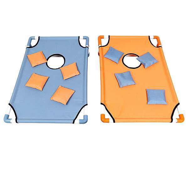 Fabo Portable PVC Framed Cornhole Game Set with 8 Bean Bags and Carrying Bag, Blue-Red, 3 x 2-feet