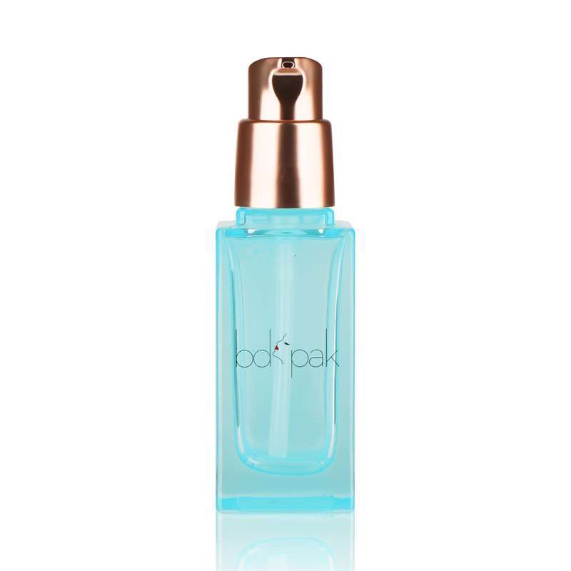 Cosmetic Packaging 30ml 50ml 100ml Empty Square Thick Wall Glass Bottle with Dip Tube Foundation Lotion Bottle with Pump