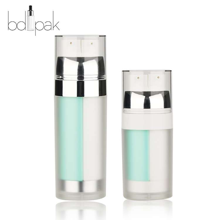 Essential oils Double Tube Airless Bottle Empty 15ml 30ml Silver Dual Chamber Airless Pump Bottles for Eye Cream