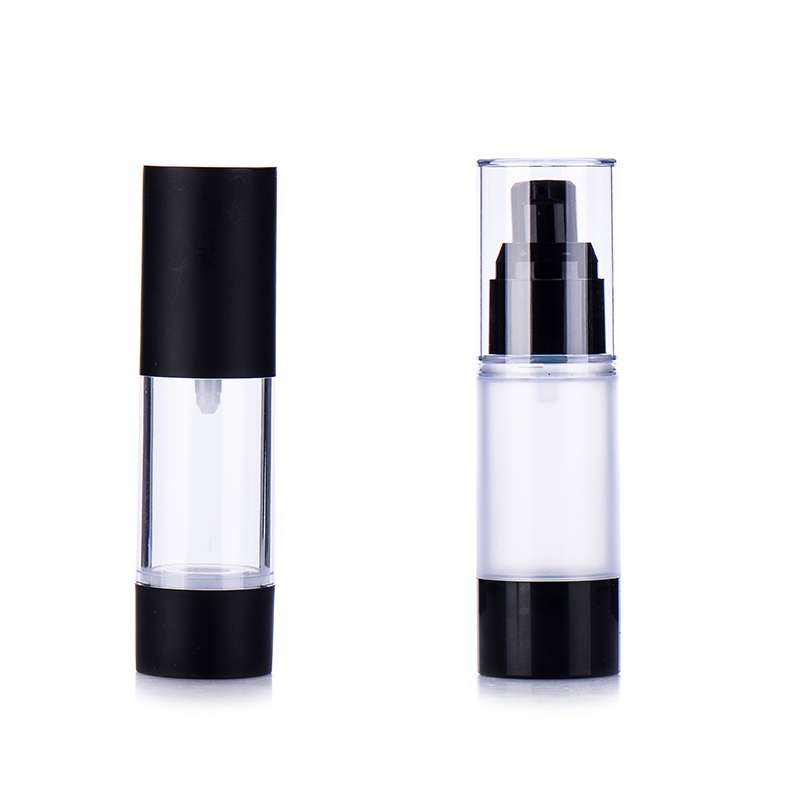 Custom 15ml 30ml 50ml 100ml Cosmetic Bottle Dispenser Empty Black Serum Cream Lotion Airless Pump Bottle