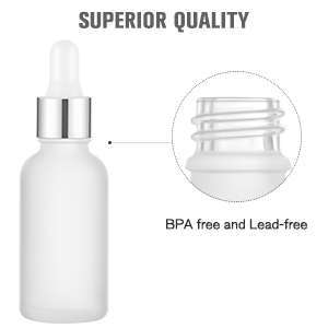 15ml 30ml 50ml Clear Frosted Body and Bamboo Lid Dropper Lead-free Refillable 1oz Dropper Bottle for Essential Oil